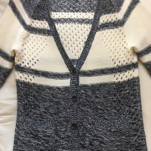 Navy and white crocheted sweater! - Picture 2 of 8